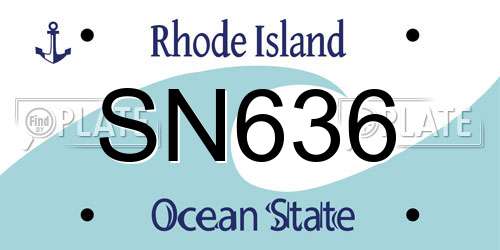 SN636 Rhode Island License Plate