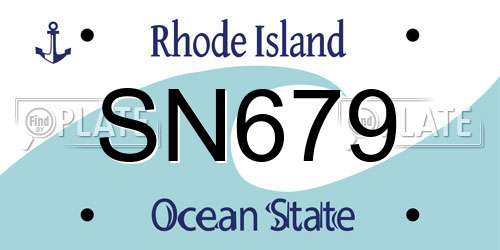 SN679 Rhode Island License Plate