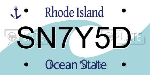 SN7Y5D Rhode Island License Plate