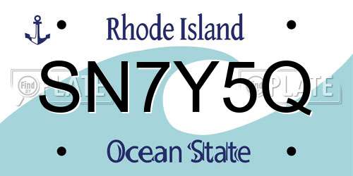 SN7Y5Q Rhode Island License Plate