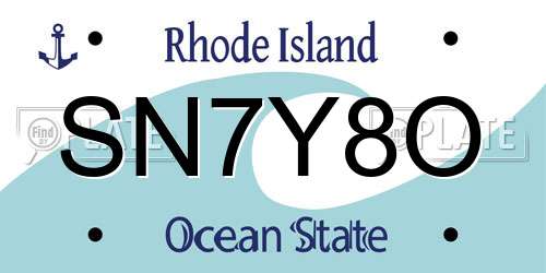 SN7Y8O Rhode Island License Plate