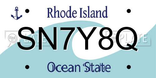 SN7Y8Q Rhode Island License Plate