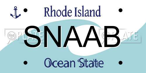SNAAB Rhode Island License Plate