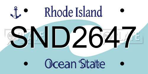 SND2647 Rhode Island License Plate
