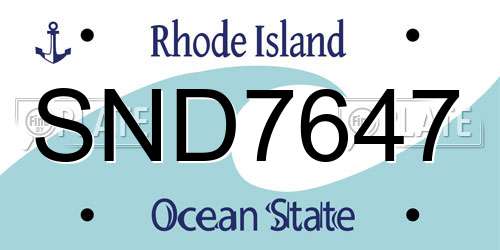 SND7647 Rhode Island License Plate