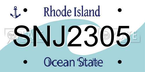 SNJ2305 Rhode Island License Plate