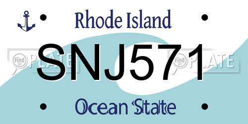 SNJ571 Rhode Island License Plate