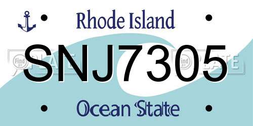 SNJ7305 Rhode Island License Plate