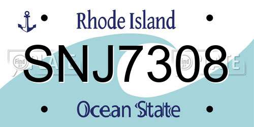 SNJ7308 Rhode Island License Plate