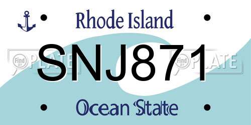 SNJ871 Rhode Island License Plate