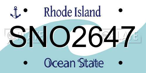 SNO2647 Rhode Island License Plate