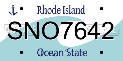 SNO7642 Rhode Island License Plate