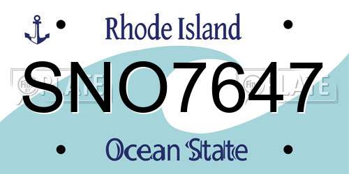 SNO7647 Rhode Island License Plate