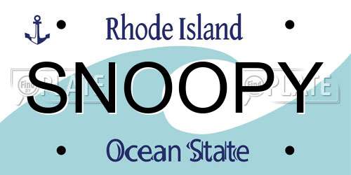 SNOOPY Rhode Island License Plate
