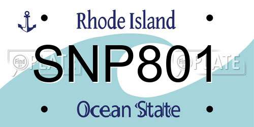 SNP801 Rhode Island License Plate