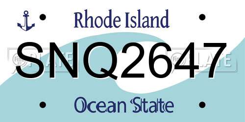 SNQ2647 Rhode Island License Plate