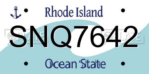 SNQ7642 Rhode Island License Plate