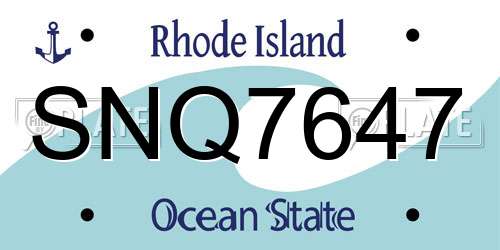SNQ7647 Rhode Island License Plate