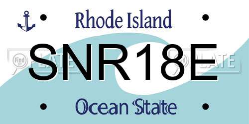 SNR18E Rhode Island License Plate