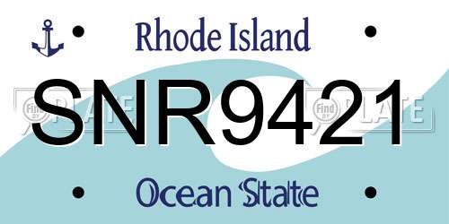 SNR9421 Rhode Island License Plate