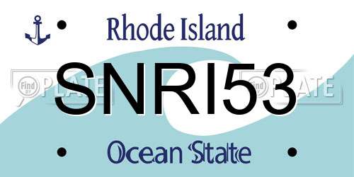 SNRI53 Rhode Island License Plate