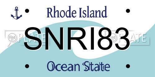 SNRI83 Rhode Island License Plate