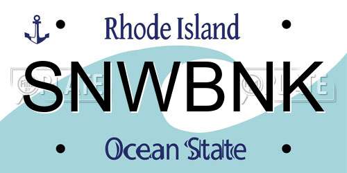 SNWBNK Rhode Island License Plate
