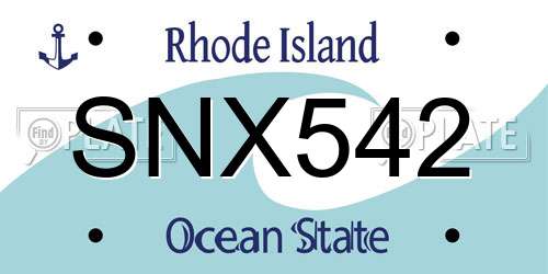 SNX542 Rhode Island License Plate