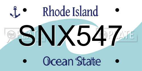 SNX547 Rhode Island License Plate