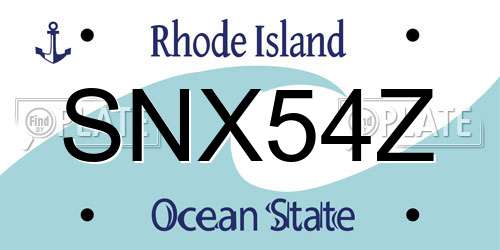 SNX54Z Rhode Island License Plate