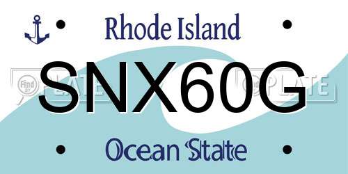 SNX60G Rhode Island License Plate