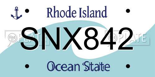 SNX842 Rhode Island License Plate