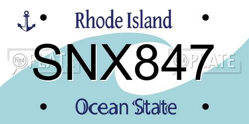 SNX847 Rhode Island License Plate