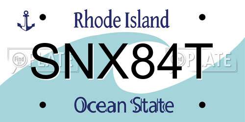 SNX84T Rhode Island License Plate