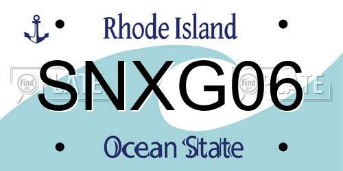 SNXG06 Rhode Island License Plate
