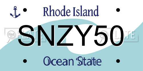 SNZY50 Rhode Island License Plate