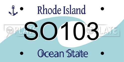 SO103 Rhode Island License Plate
