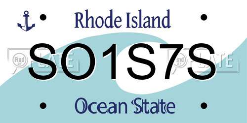 SO1S7S Rhode Island License Plate