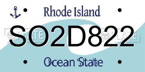 SO2D822 Rhode Island License Plate