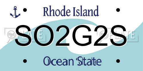 SO2G2S Rhode Island License Plate