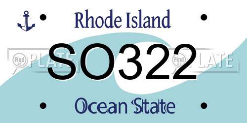 SO322 Rhode Island License Plate