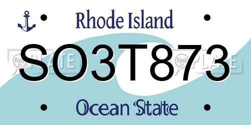 SO3T873 Rhode Island License Plate