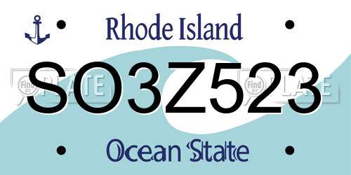 SO3Z523 Rhode Island License Plate