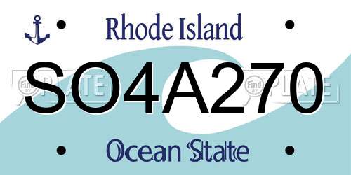 SO4A270 Rhode Island License Plate