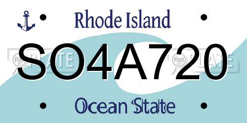 SO4A720 Rhode Island License Plate