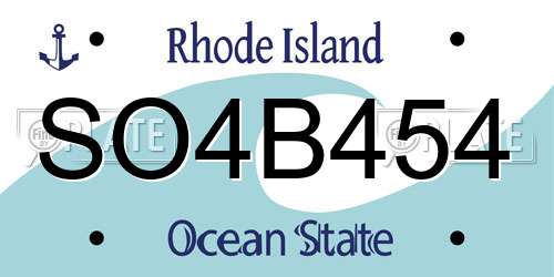 SO4B454 Rhode Island License Plate