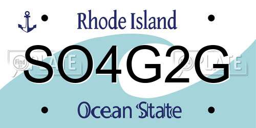 SO4G2G Rhode Island License Plate