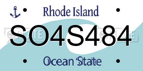 SO4S484 Rhode Island License Plate
