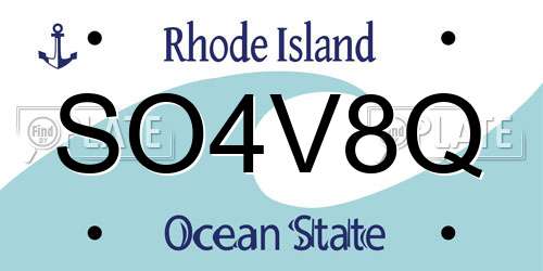 SO4V8Q Rhode Island License Plate