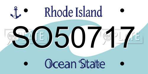 SO50717 Rhode Island License Plate